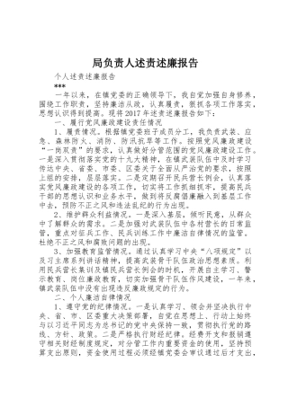 局负责人述责述廉报告