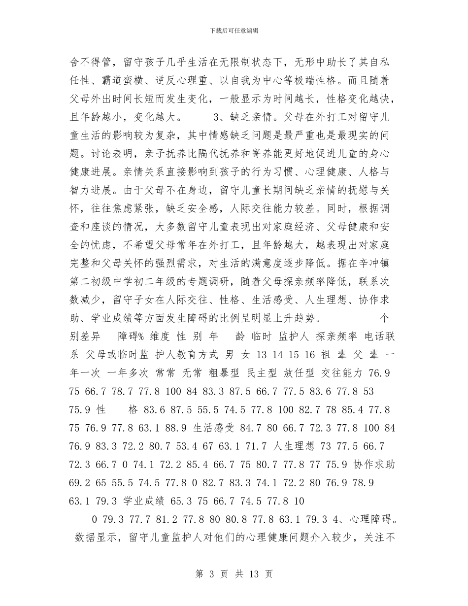 关于新洲区农村留守儿童教育问题的调研报告与关于民办幼儿园年度工作总结的几个方面汇编_第3页