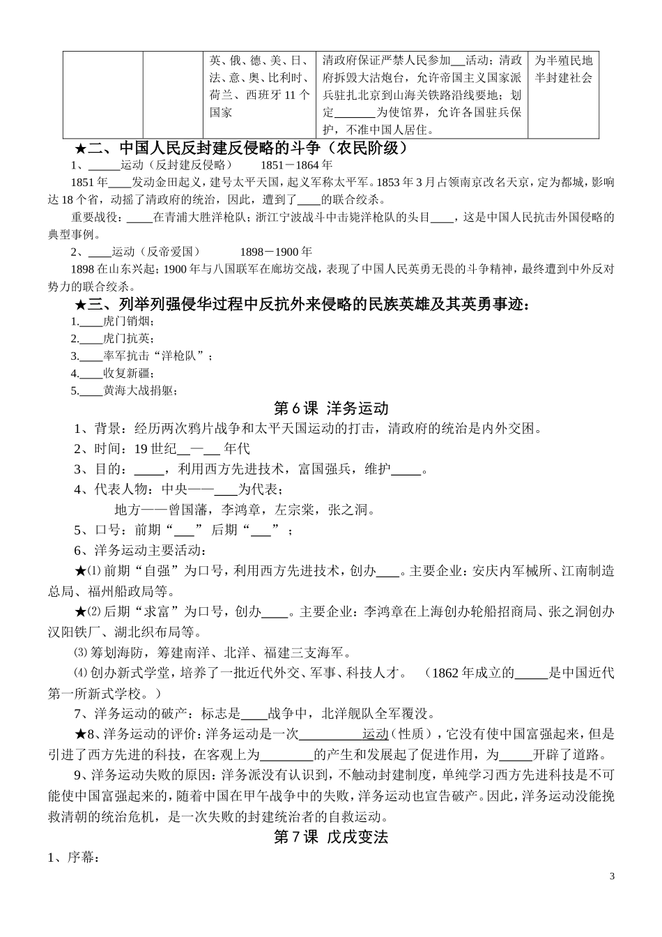 八上册提纲1-7课填空版_第3页