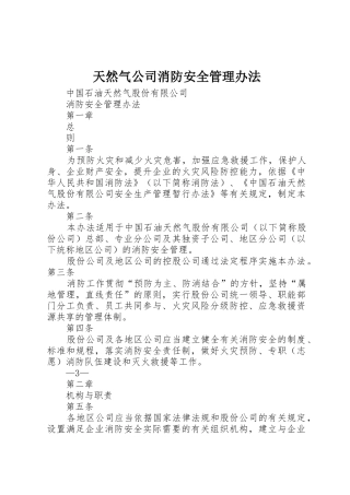 天然气公司消防安全管理办法