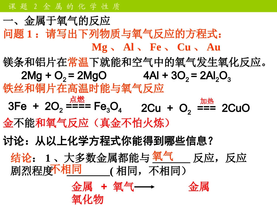 人教版九年级化学下册第八单元课题2金属的化学性质_第3页