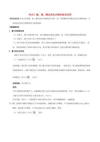 高中化学 最拿分考点系列 考点5 氯、溴、碘及其化合物的综合应用 新人教版必修1-新人教版高一必修1化学试题