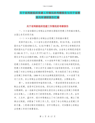 关于省两新组织党建工作情况的考察报告与关于省教育内审调研报告汇编