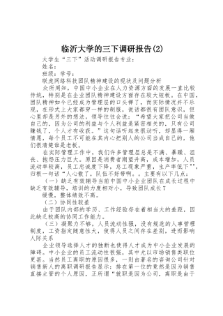 临沂大学的三下调研报告(2)