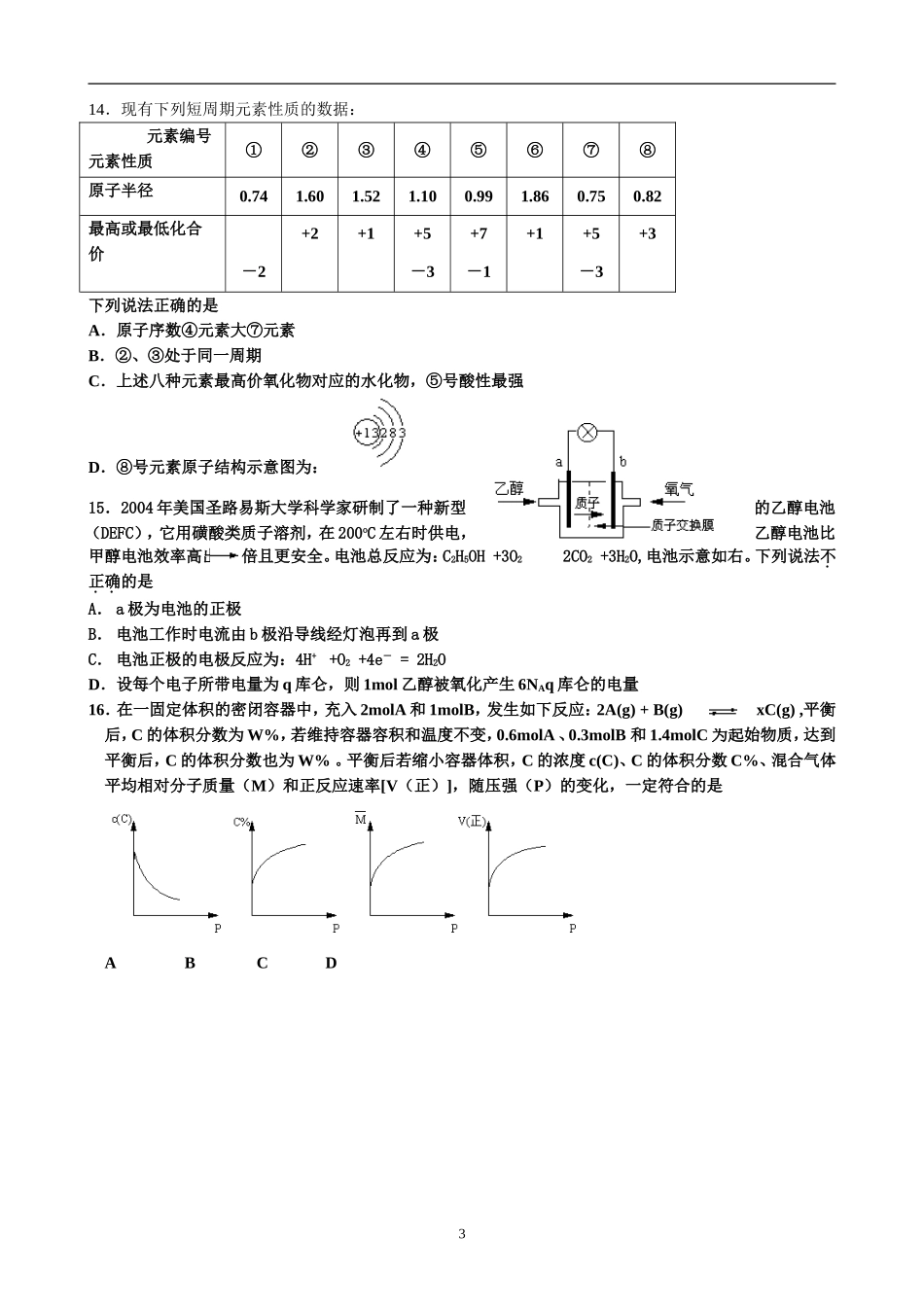 高考化学考前指导卷5_第3页