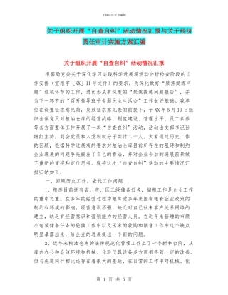 关于组织开展“自查自纠”活动情况汇报与关于经济责任审计实施方案汇编