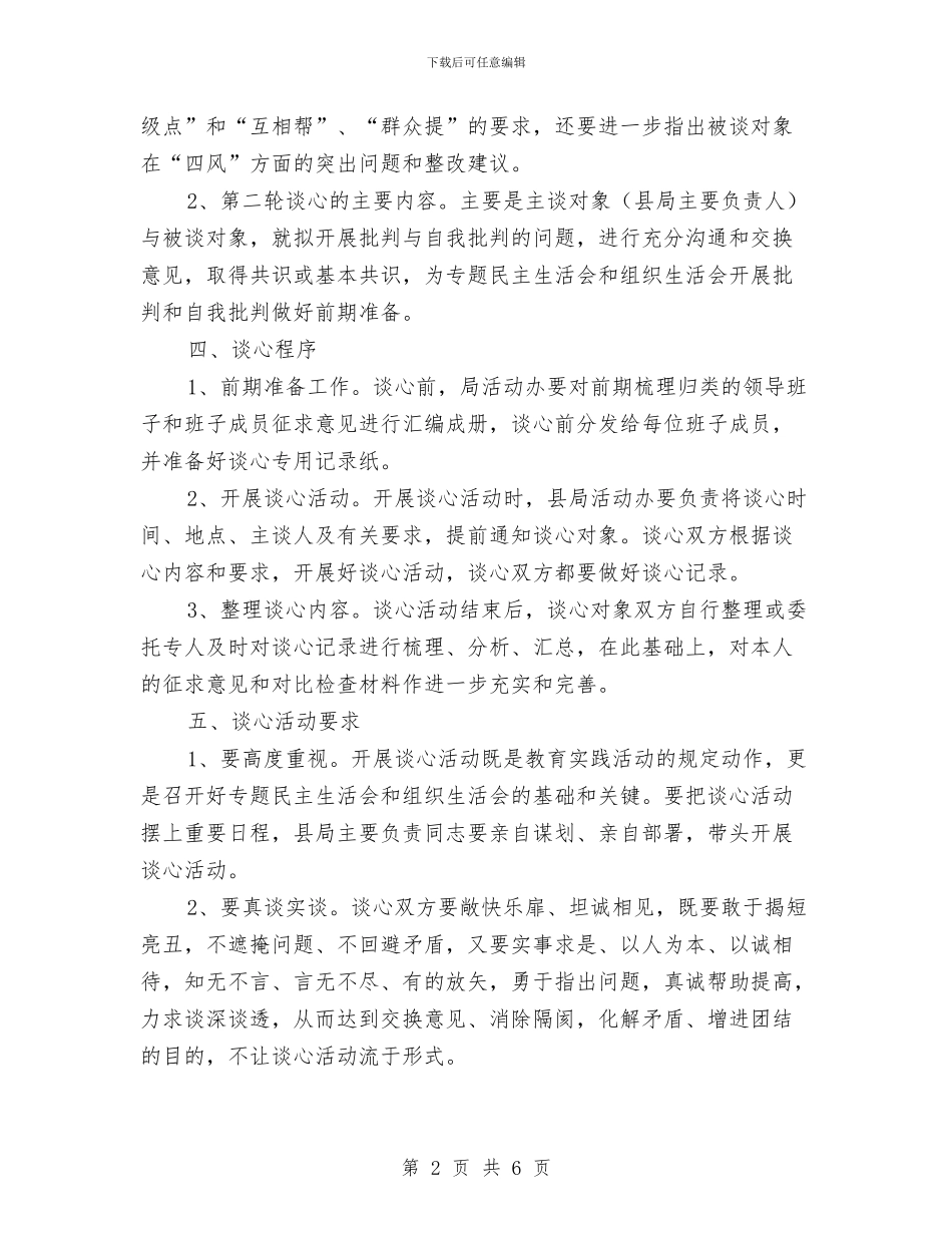 关于组织开展谈心活动计划方案与关于经济责任审计实施方案汇编_第2页
