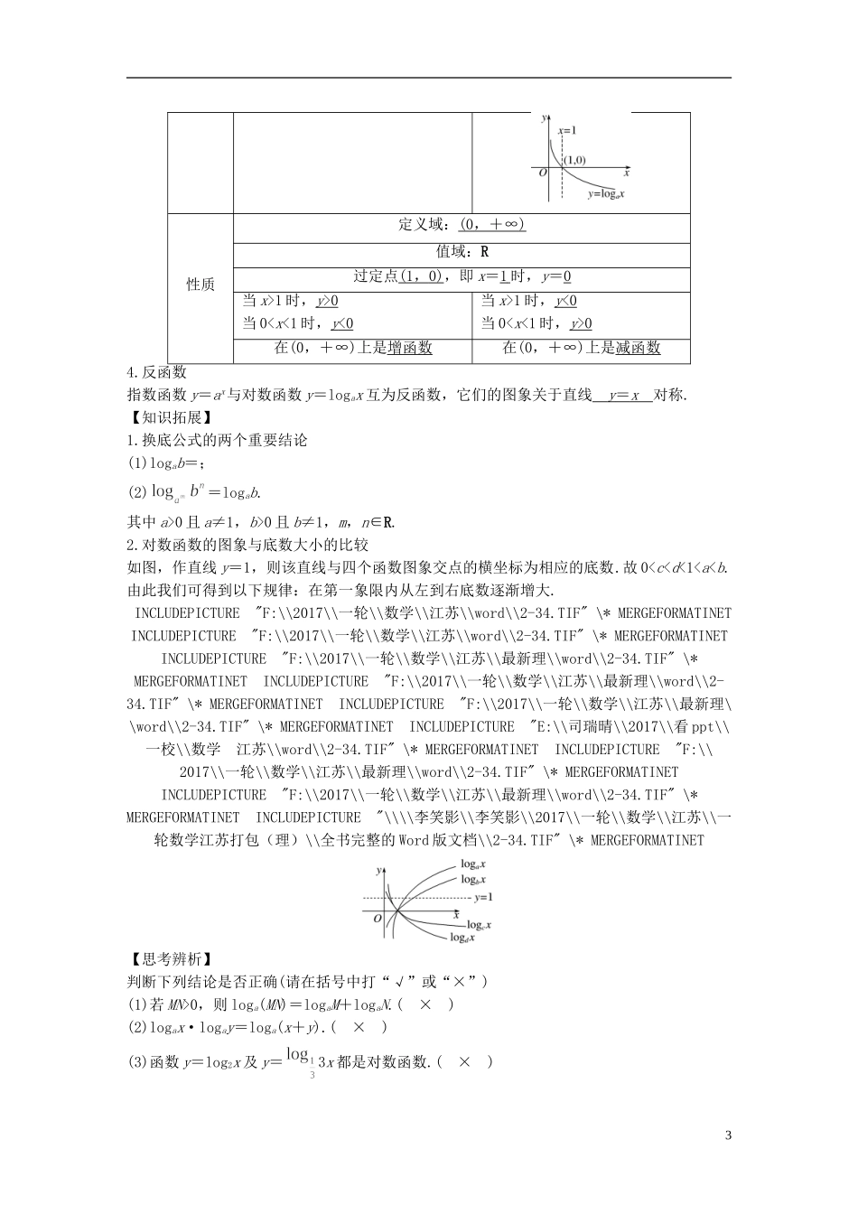 （江苏专用）高考数学大一轮复习 第二章 函数概念与基本初等函数I 2.6 对数与对数函数教师用书 理 苏教版-苏教版高三全册数学试题_第3页