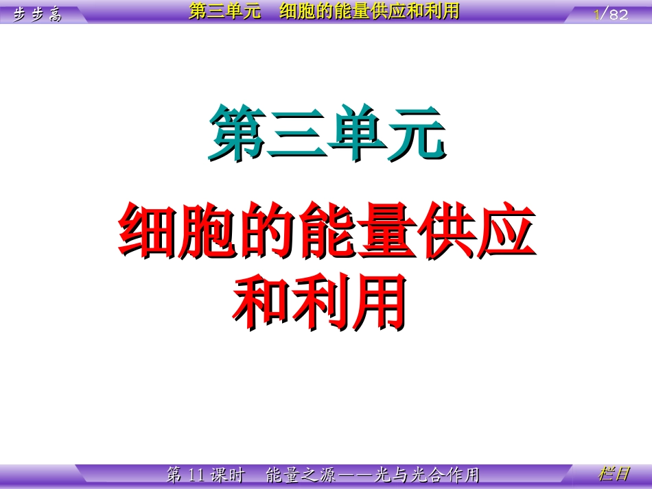 第3单元第11课时-能量之源——光与光合作用_第1页