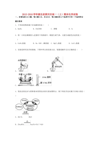 湖北省黄冈市高一化学上学期期末试卷（含解析）-人教版高一全册化学试题