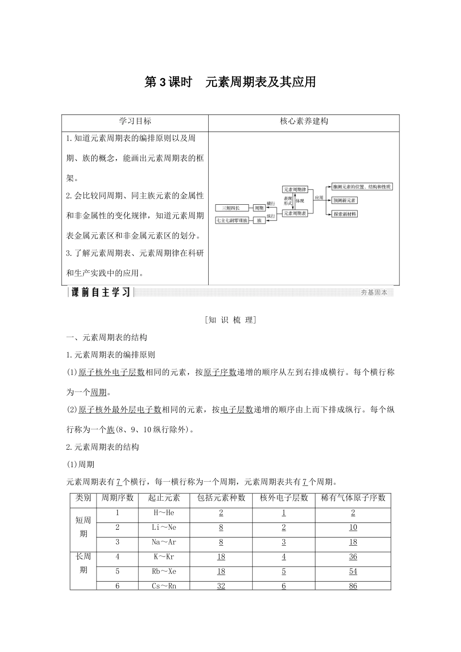 高中化学 专题1 微观结构与物质的多样性 第一单元 原子核外电子排布与元素周期律 第3课时 元素周期表及其应用讲义素养练（含解析）苏教版必修2-苏教版高一必修2化学试题_第1页
