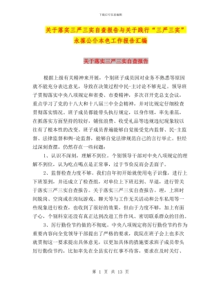 关于落实三严三实自查报告与关于践行“三严三实”永葆公仆本色工作报告汇编