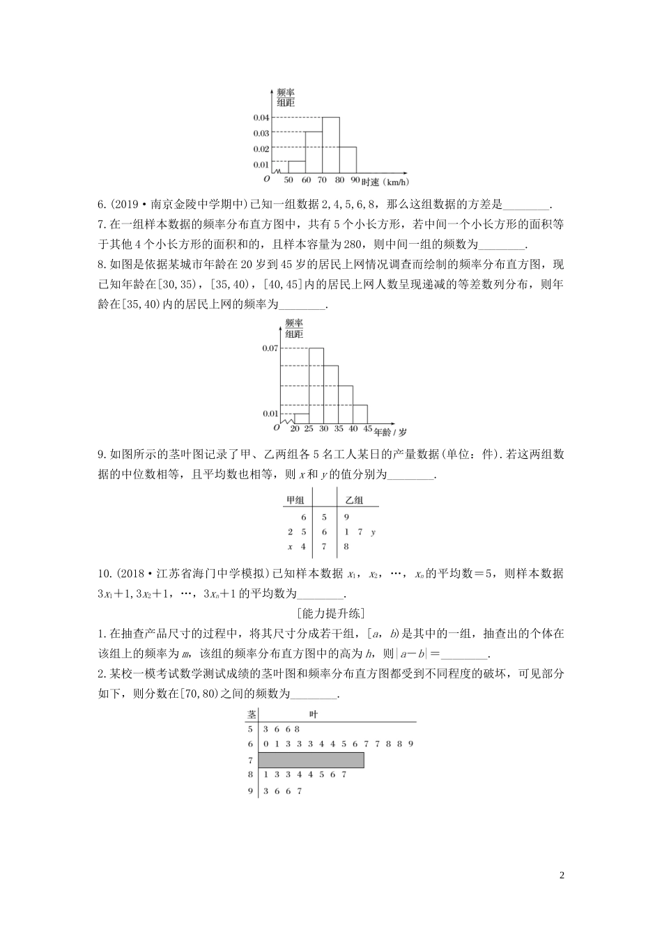 （江苏专用）高考数学一轮复习 加练半小时 专题10 算法、统计与概率 第81练 用样本估计总体 文（含解析）-人教版高三全册数学试题_第2页