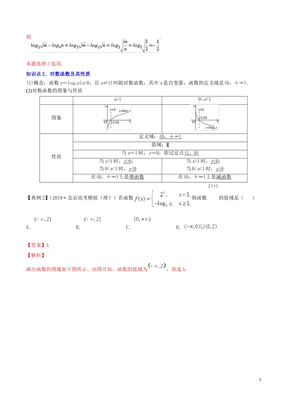 （浙江专用）高考数学一轮复习讲练测 专题2.6 对数与对数函数（讲）（含解析）-人教版高三全册数学试题_第3页