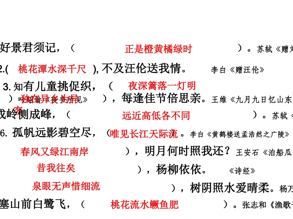 人教版小学六年级语文诗歌知识竞赛PPT课件_第3页
