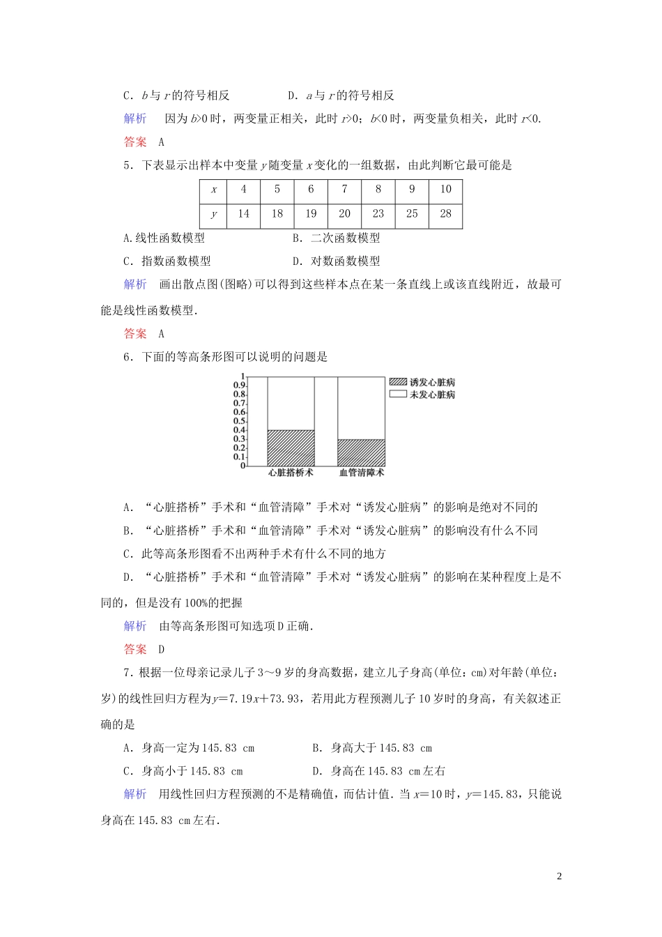 高中数学 第3章 统计案例章末达标测试（三） 新人教A版选修2-3-新人教A版高二选修2-3数学试题_第2页