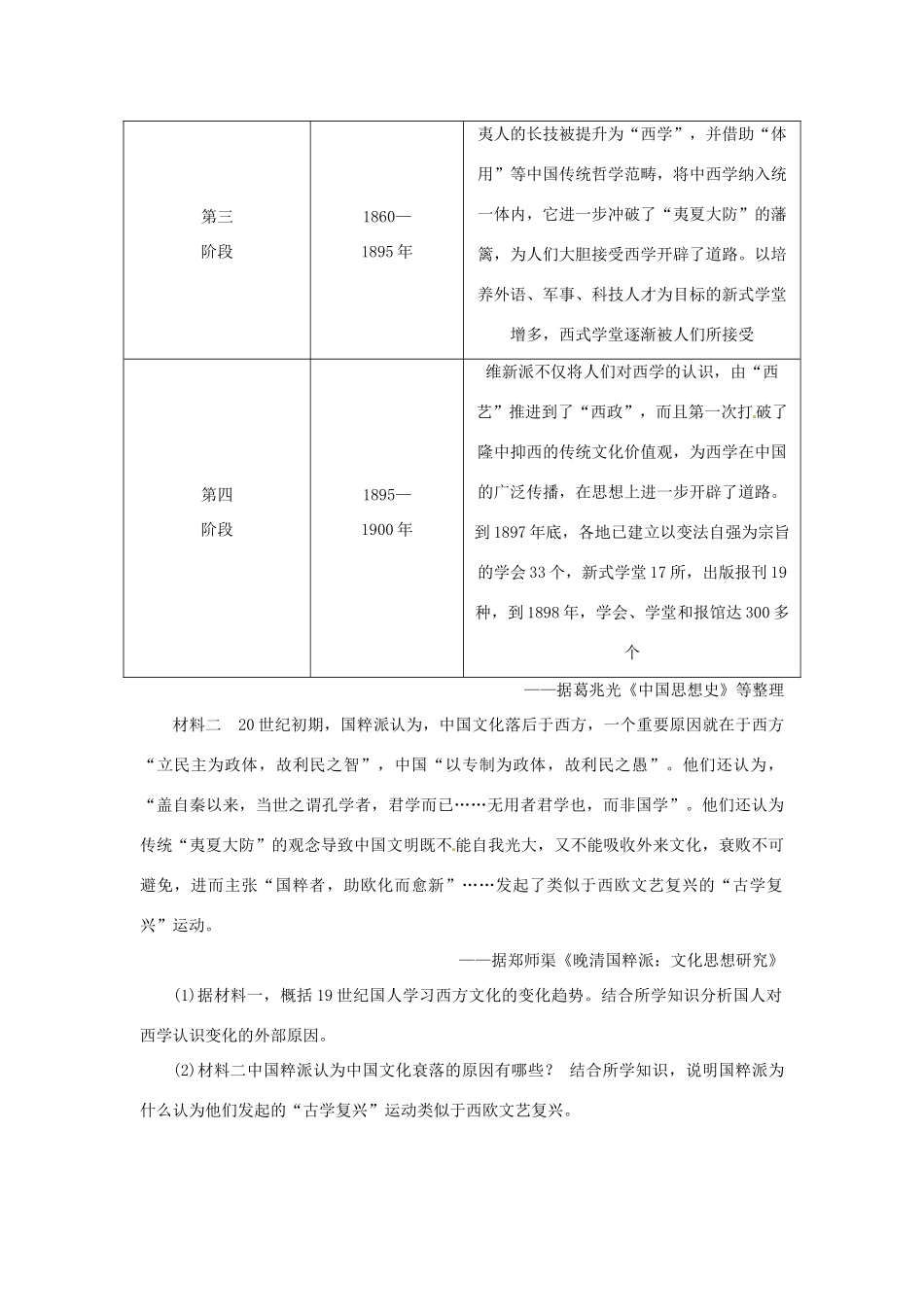 优化方案（通史全国卷）高考历史二轮总复习 板块2 热点主题专项训练 主题十 中西方文化思想的碰撞与交融-人教版高三全册历史试题_第3页