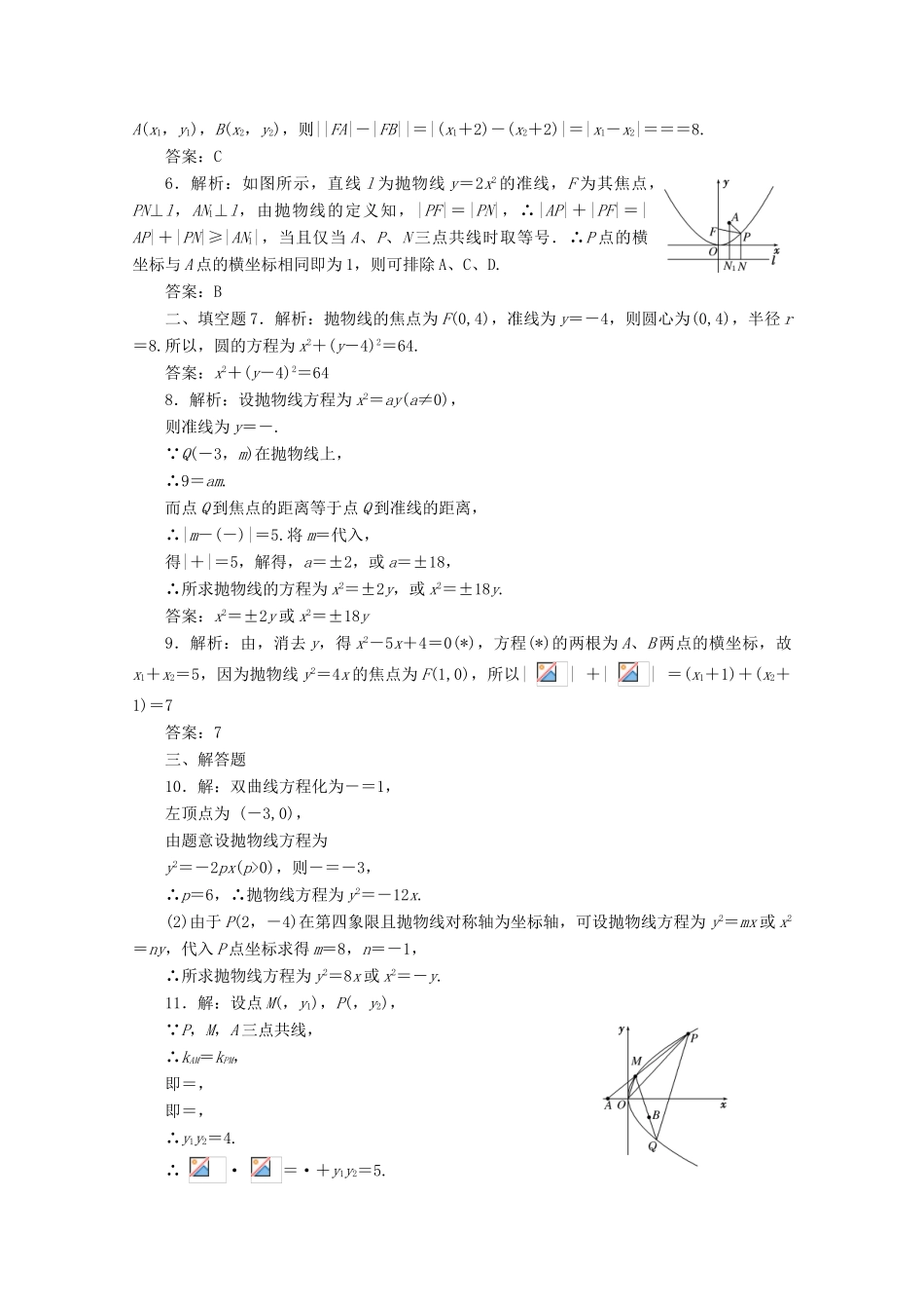 高考数学考点分类自测 抛物线 理-人教版高三全册数学试题_第3页
