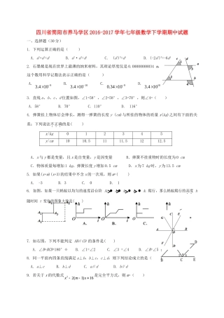 四川省简阳市养马学区七年级数学下学期期中试卷