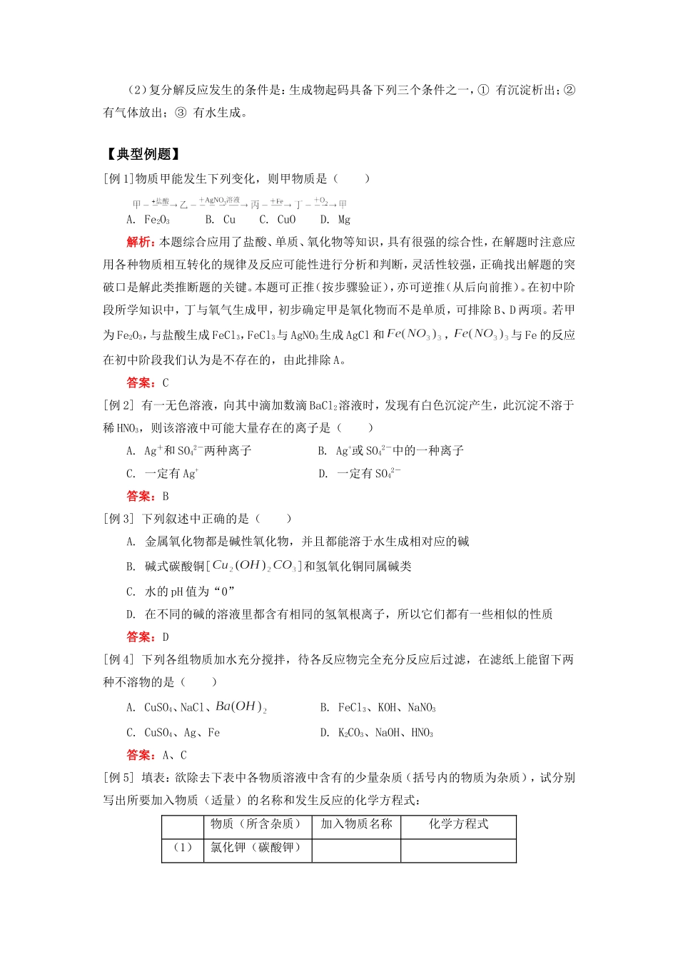 九年级化学分章总复习——酸碱盐天津版试卷_第3页
