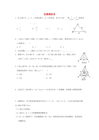 九年级数学竞赛模拟试卷(2)试卷