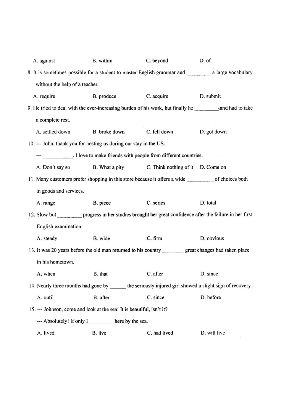 天津市天津一中高三英语第五次月考试卷外研社版试卷_第2页
