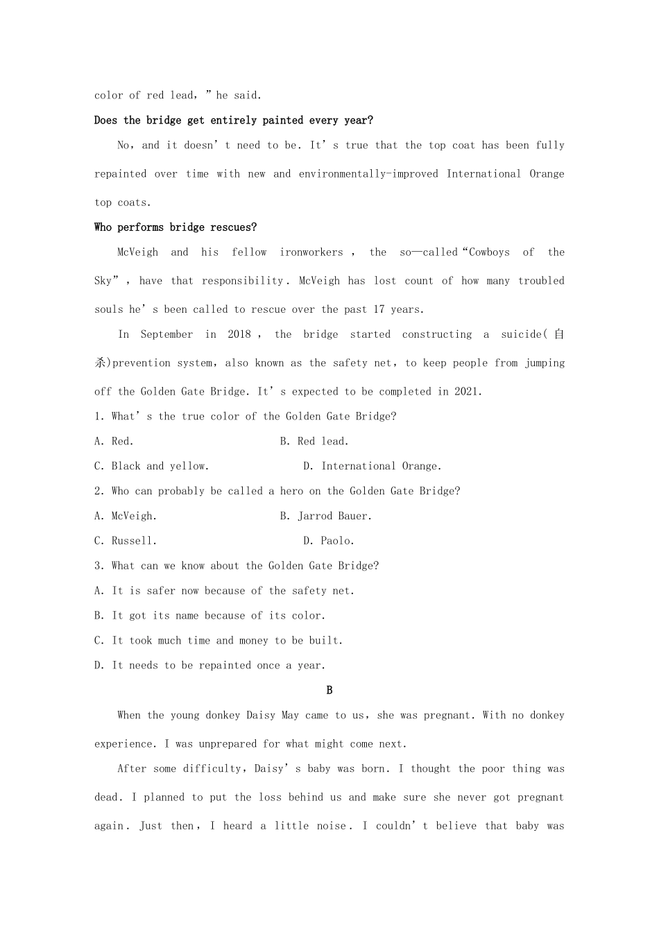 山东省泰安市高三英语第五次模拟考试(全国模拟)试卷_第2页