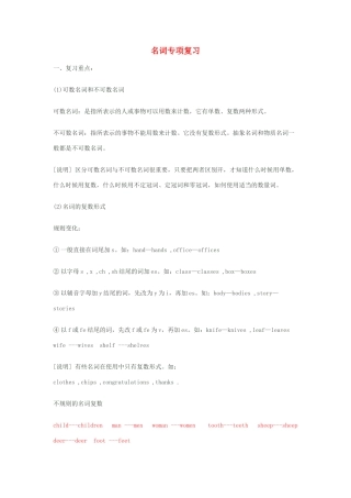 中考英语 名词专项复习 人教新目标版试卷