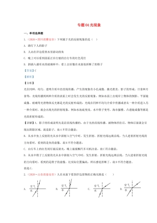 各地中考物理真题分类汇编(第1期)专题04 光现象试卷