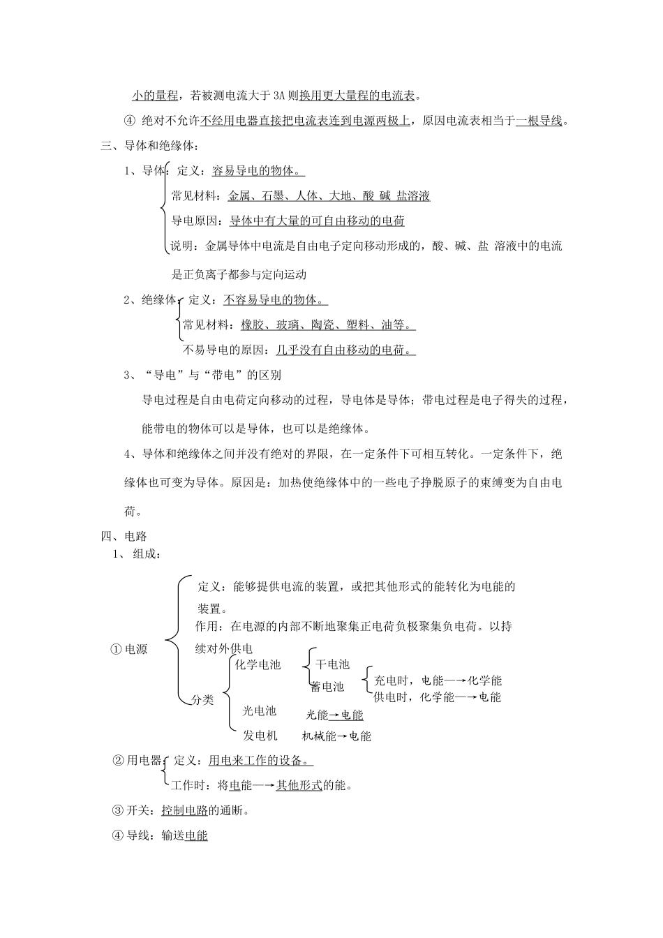 中考物理复习 (电流和电路)复习提纲 人教新课标版试卷_第3页