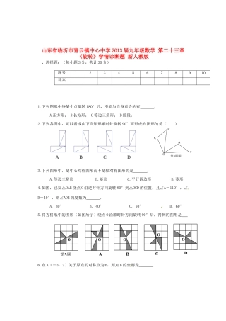 九年级数学 第二十三章(旋转)学情诊断题 新人教版试卷