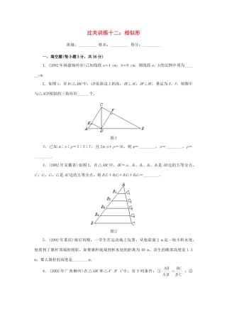 九年级数学下册 过关训练十二 相似形 人教新课标版试卷