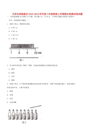 天津市滨海新区 八年级物理上学期期末检测试卷试卷