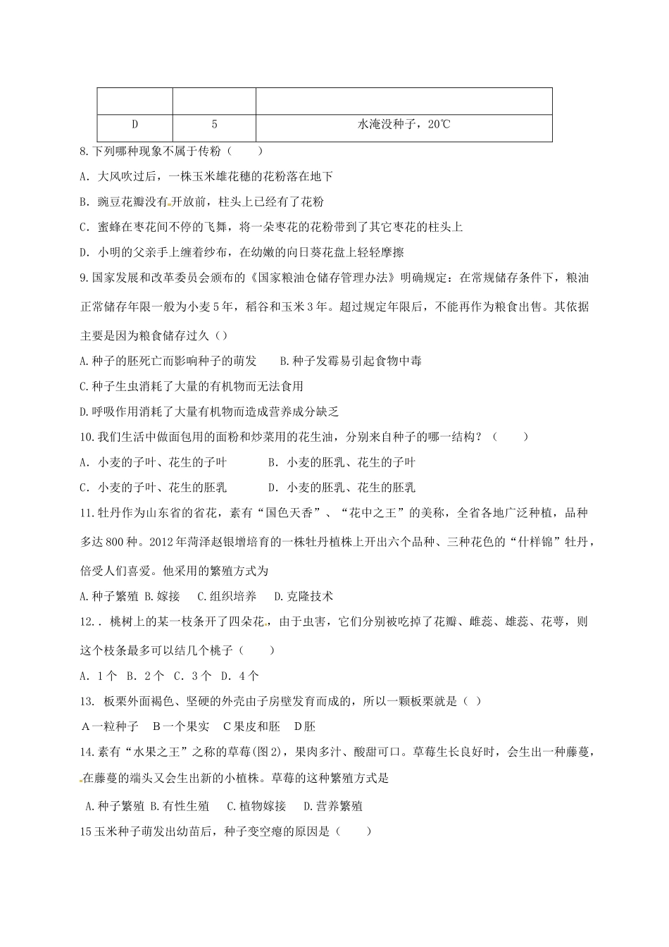 山东省东营市广饶县 八年级生物上学期第一次月考试卷 新人教版试卷_第2页