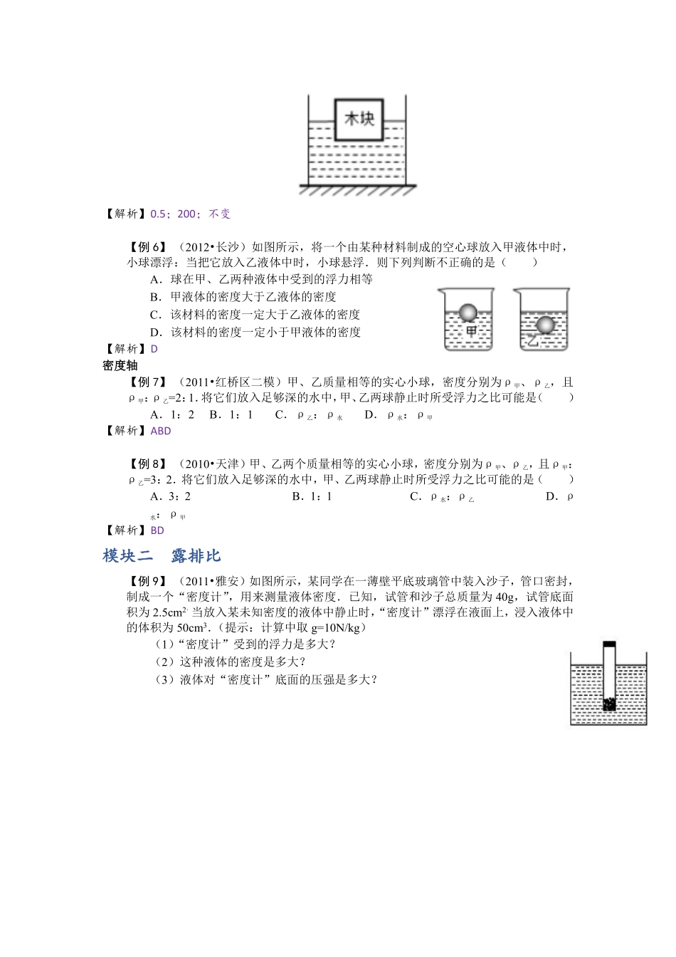 中考物理一轮复习 金题练练看5 浮力变化量分析(pdf)试卷_第2页