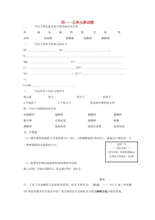 九年级化学上册 化合价测试卷 人教新课标版试卷