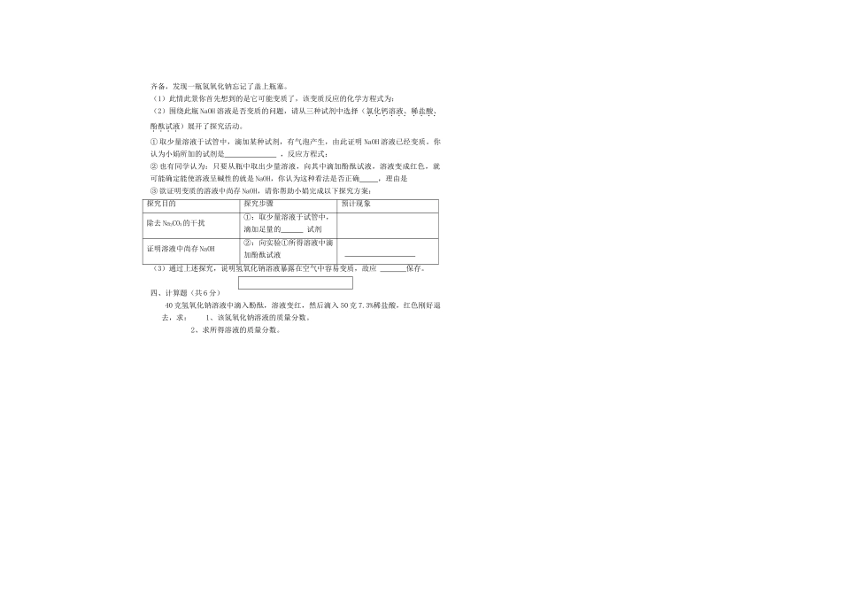 九年级化学下学期月考试卷试卷_第2页