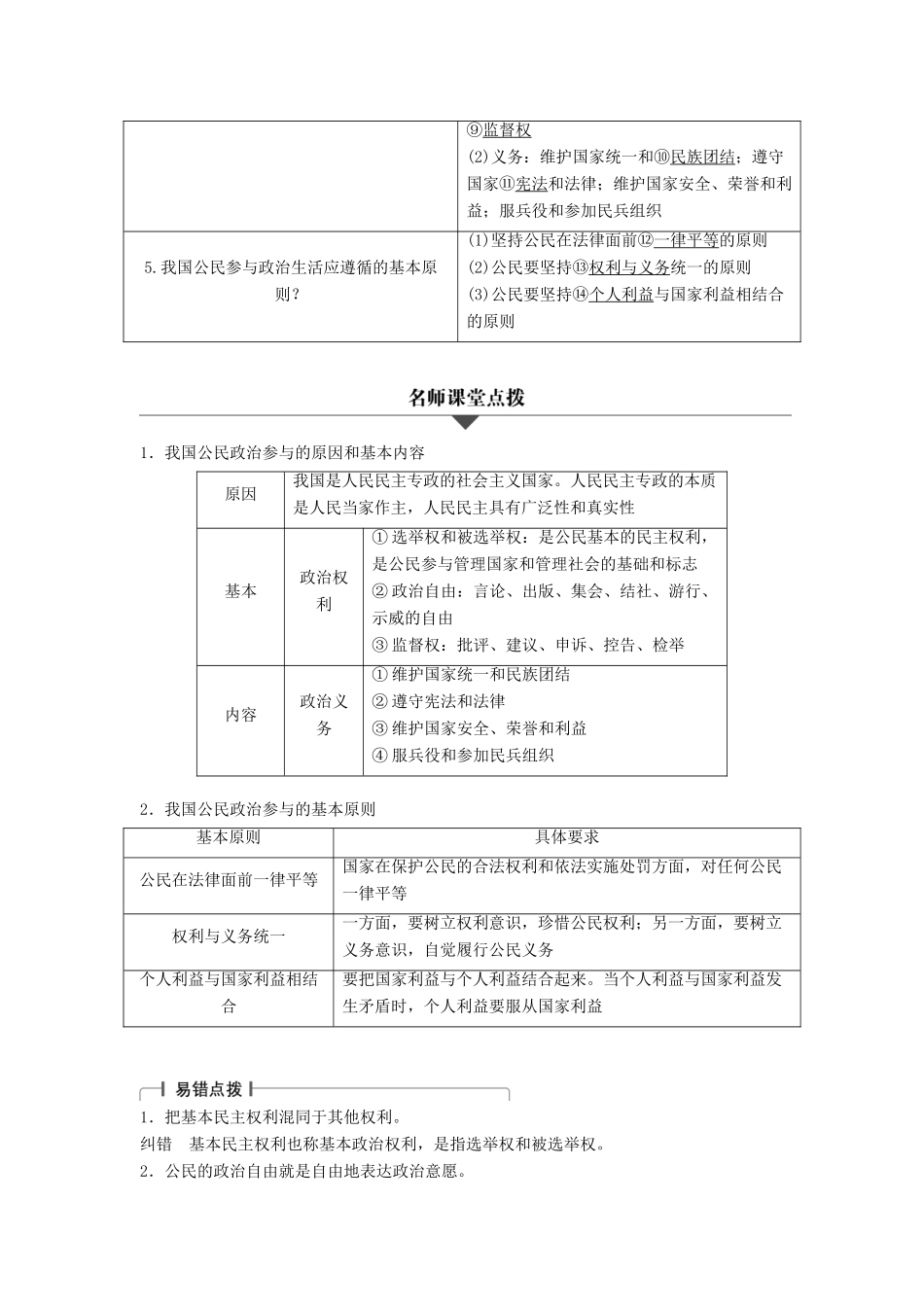 （浙江专用）高考政治二轮复习 专题五 公民的政治生活 考点一 生活在人民当家作主的国家试题-人教版高三全册政治试题_第2页