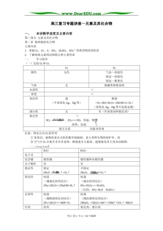 高三复习专题讲座－元素及其化合物(2)