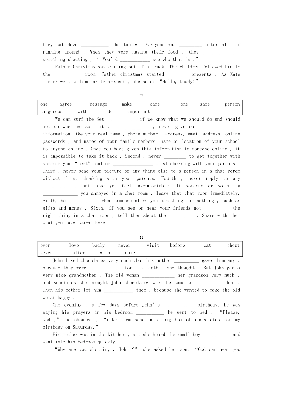 中考英语复习专项训练---短文填空 人教新目标版试卷_第3页