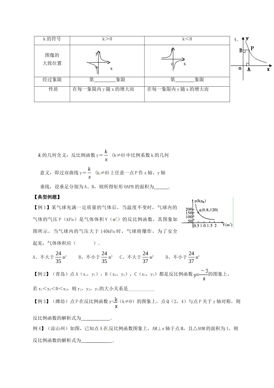 山东省武城县四女寺镇中考数学复习 第14课时 反比例函数试卷_第2页