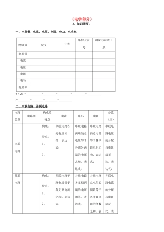 中考物理专题复习 电学部分试卷