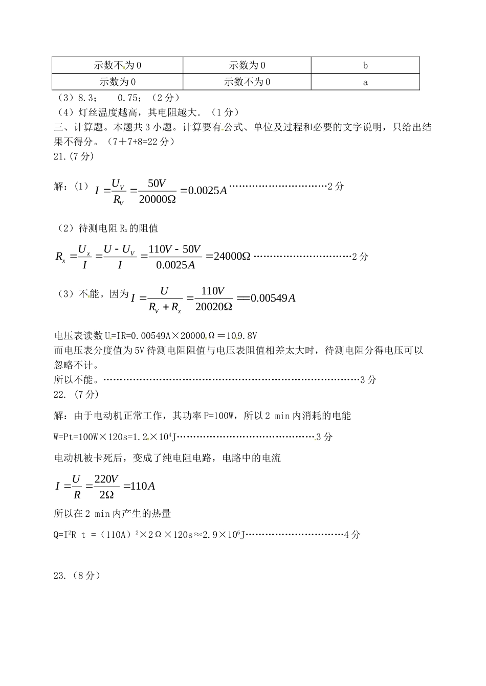 九年级物理上学期期末自主检测试卷答案试卷_第2页