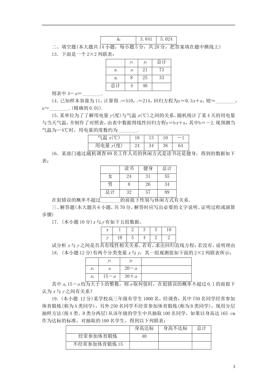 高中数学 阶段质量检测（一）新人教A版选修1-2-新人教A版高二选修1-2数学试题_第3页