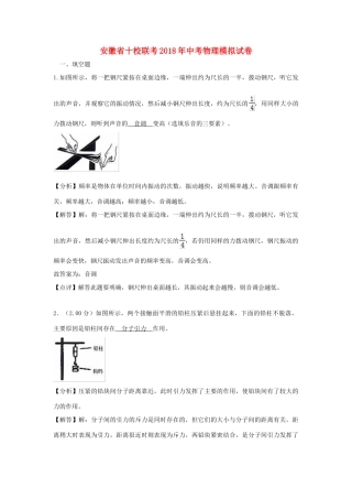 安徽省十校联考中考物理模拟试卷试卷