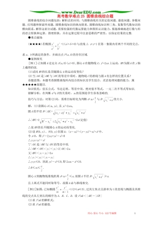 高考数学难点25 圆锥曲线综合题