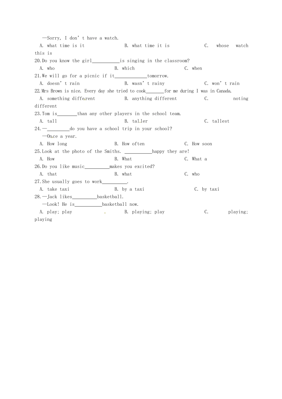 中考英语(单项选择)专项复习(3) 人教新目标版试卷_第2页