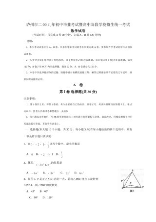 四川省泸州市中考数学试卷 四川省13市