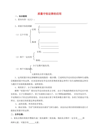九年级化学下册 质量守恒定律的应用专题复习 新人教版试卷