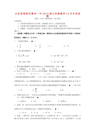 九年级数学12月月考试卷 新人教版试卷